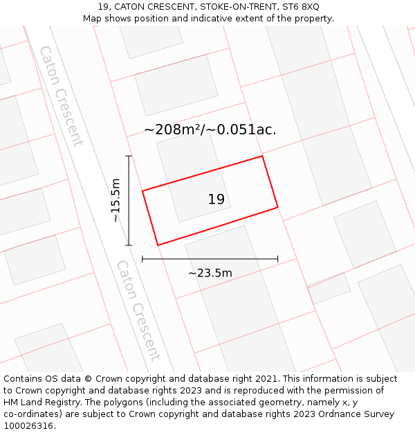 19, CATON CRESCENT, STOKE-ON-TRENT, ST6 8XQ: Plot and title map