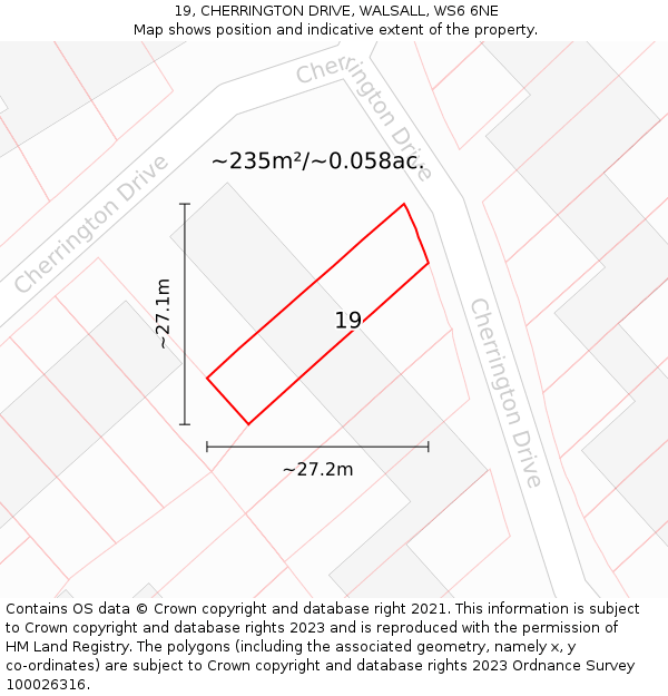 19, CHERRINGTON DRIVE, WALSALL, WS6 6NE: Plot and title map