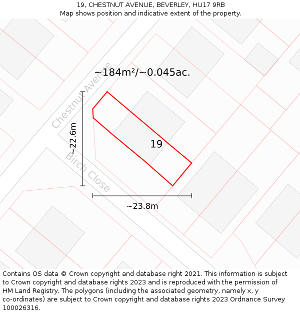 19, CHESTNUT AVENUE, BEVERLEY, HU17 9RB: Plot and title map