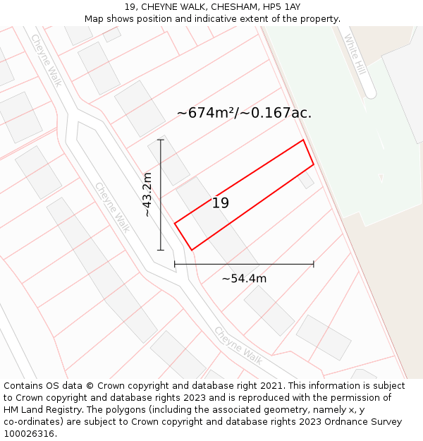 19, CHEYNE WALK, CHESHAM, HP5 1AY: Plot and title map