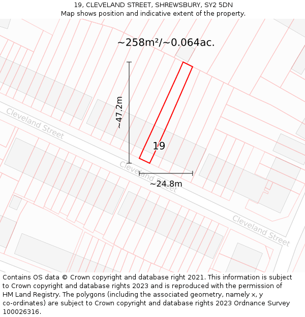 19, CLEVELAND STREET, SHREWSBURY, SY2 5DN: Plot and title map