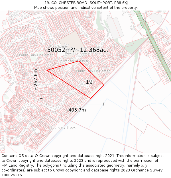 19, COLCHESTER ROAD, SOUTHPORT, PR8 6XJ: Plot and title map