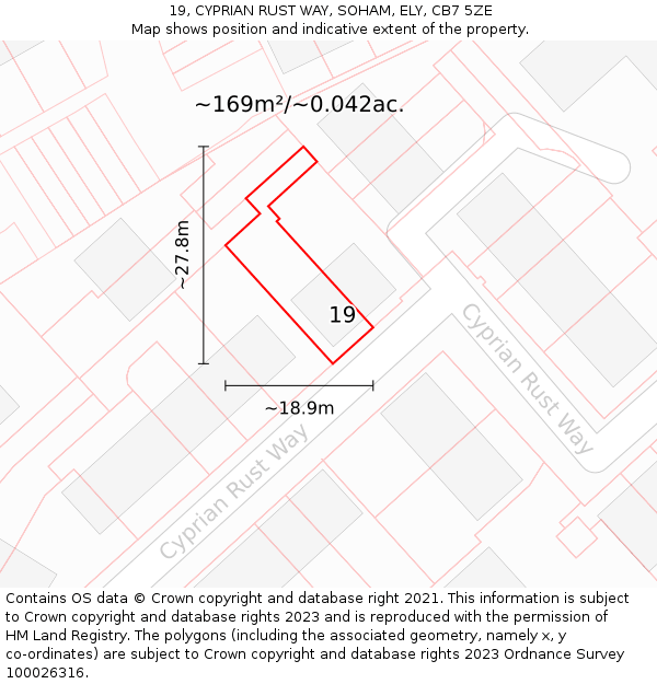 19, CYPRIAN RUST WAY, SOHAM, ELY, CB7 5ZE: Plot and title map