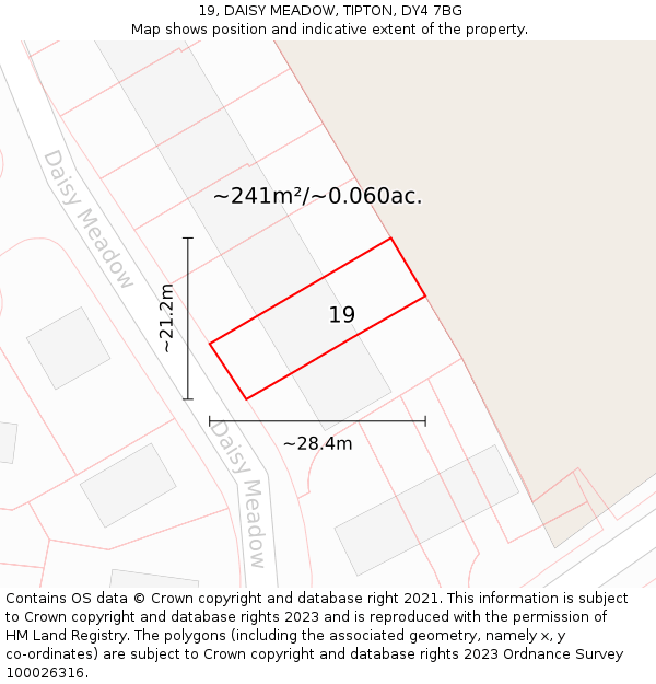 19, DAISY MEADOW, TIPTON, DY4 7BG: Plot and title map