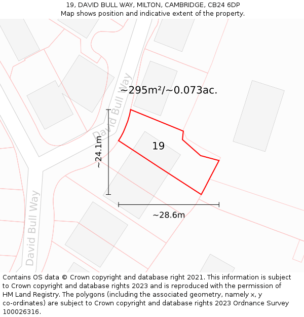 19, DAVID BULL WAY, MILTON, CAMBRIDGE, CB24 6DP: Plot and title map