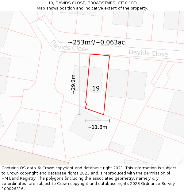 19, DAVIDS CLOSE, BROADSTAIRS, CT10 1RD: Plot and title map