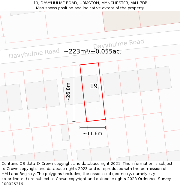 19, DAVYHULME ROAD, URMSTON, MANCHESTER, M41 7BR: Plot and title map