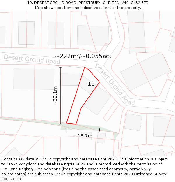 19, DESERT ORCHID ROAD, PRESTBURY, CHELTENHAM, GL52 5FD: Plot and title map