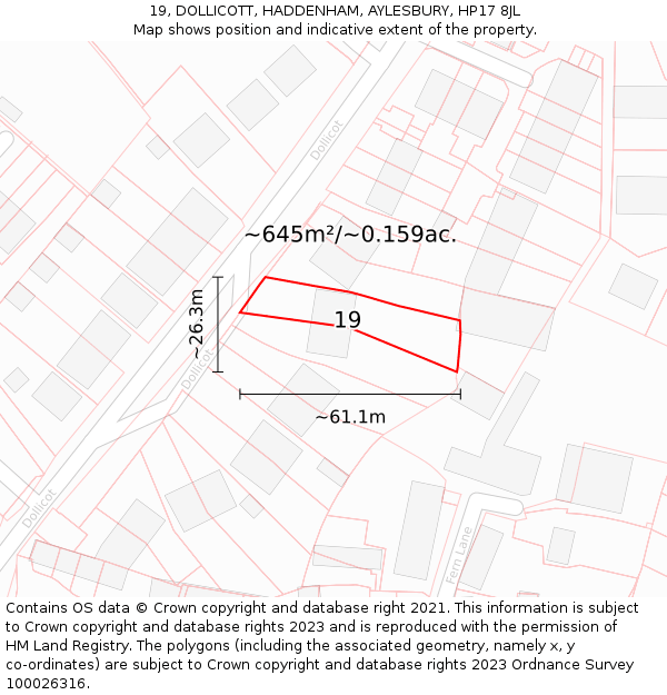 19, DOLLICOTT, HADDENHAM, AYLESBURY, HP17 8JL: Plot and title map