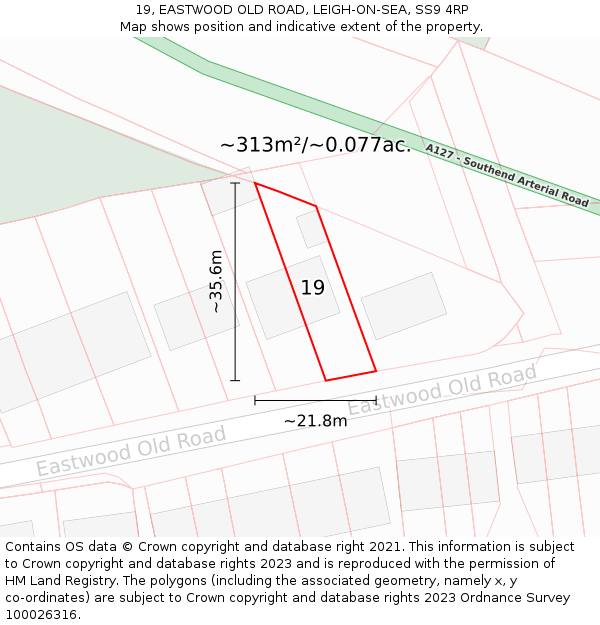 19, EASTWOOD OLD ROAD, LEIGH-ON-SEA, SS9 4RP: Plot and title map