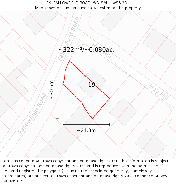 19, FALLOWFIELD ROAD, WALSALL, WS5 3DH: Plot and title map