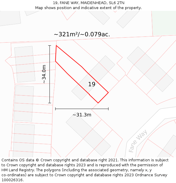 19, FANE WAY, MAIDENHEAD, SL6 2TN: Plot and title map