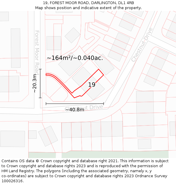 19, FOREST MOOR ROAD, DARLINGTON, DL1 4RB: Plot and title map