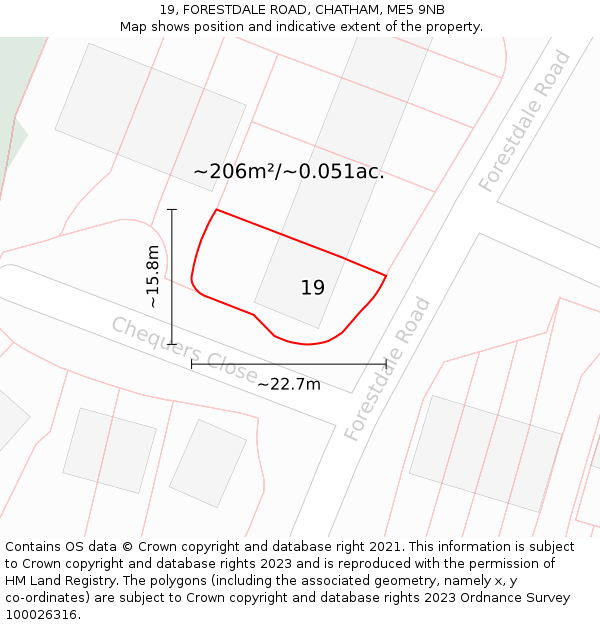 19, FORESTDALE ROAD, CHATHAM, ME5 9NB: Plot and title map