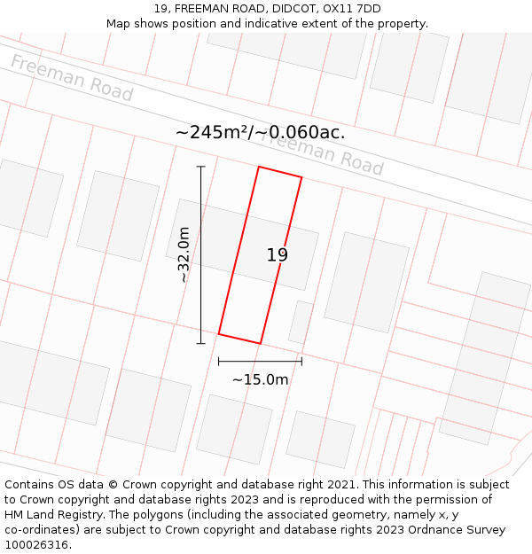 19, FREEMAN ROAD, DIDCOT, OX11 7DD: Plot and title map