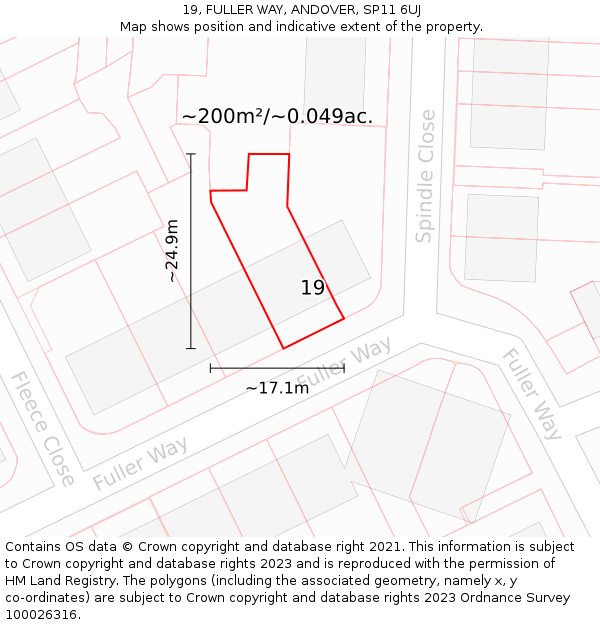 19, FULLER WAY, ANDOVER, SP11 6UJ: Plot and title map