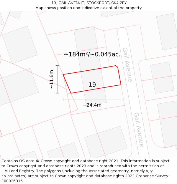 19, GAIL AVENUE, STOCKPORT, SK4 2PY: Plot and title map