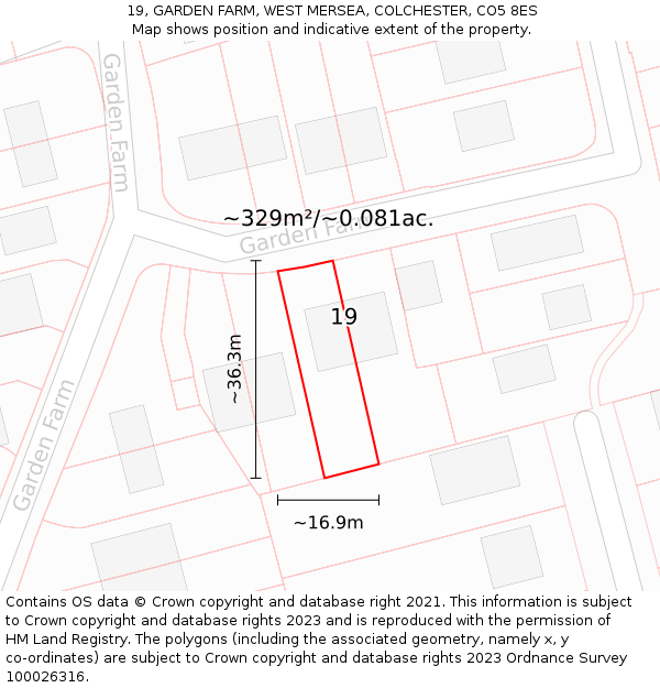 19, GARDEN FARM, WEST MERSEA, COLCHESTER, CO5 8ES: Plot and title map