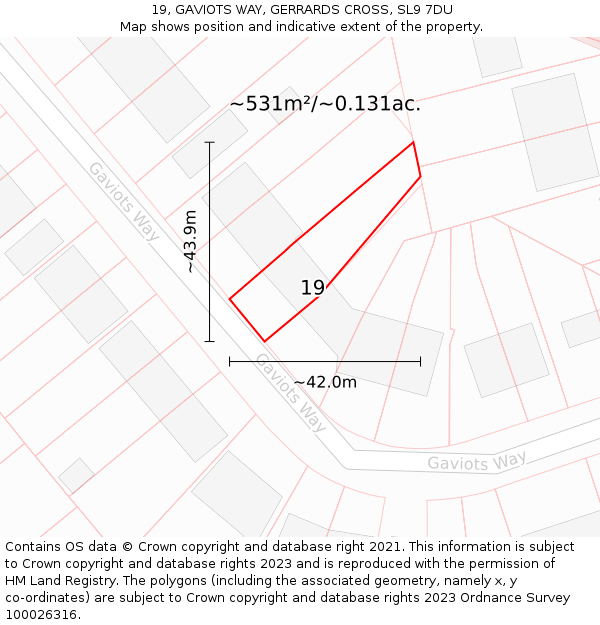 19, GAVIOTS WAY, GERRARDS CROSS, SL9 7DU: Plot and title map