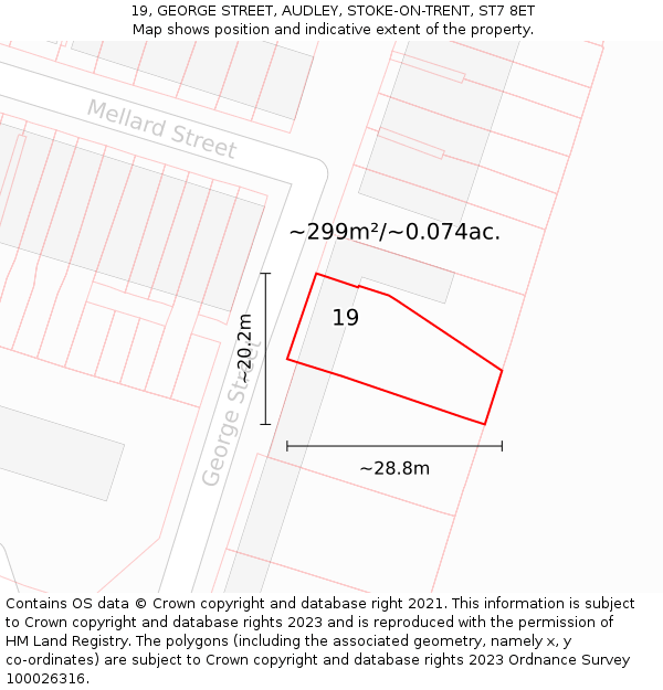 19, GEORGE STREET, AUDLEY, STOKE-ON-TRENT, ST7 8ET: Plot and title map