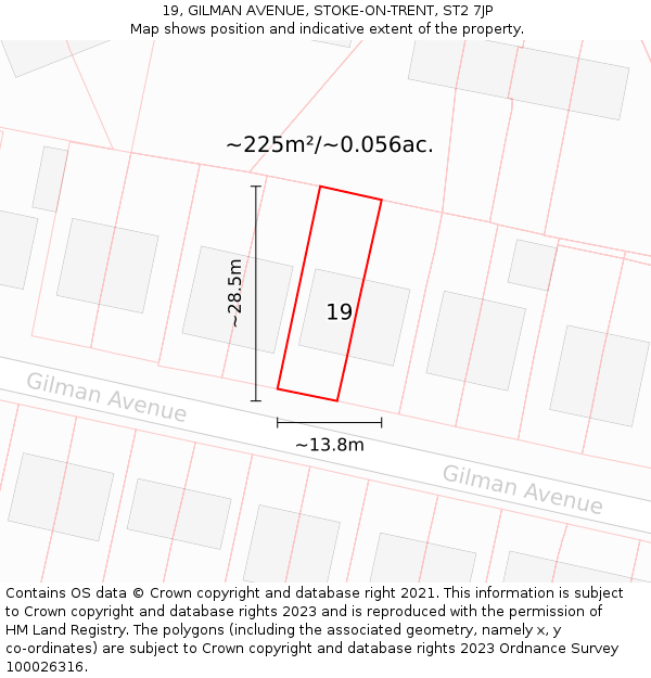 19, GILMAN AVENUE, STOKE-ON-TRENT, ST2 7JP: Plot and title map