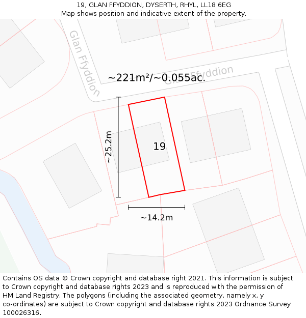 19, GLAN FFYDDION, DYSERTH, RHYL, LL18 6EG: Plot and title map