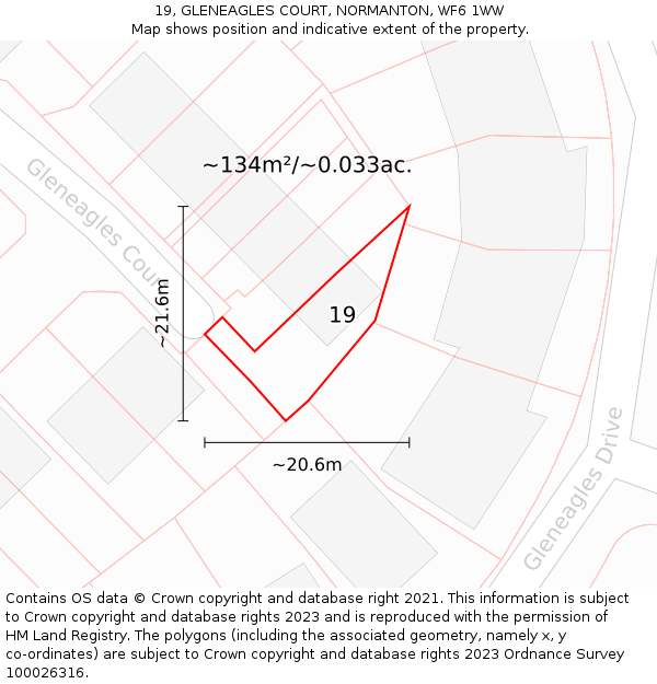 19, GLENEAGLES COURT, NORMANTON, WF6 1WW: Plot and title map