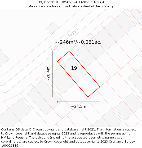 19, GORSEHILL ROAD, WALLASEY, CH45 9JA: Plot and title map