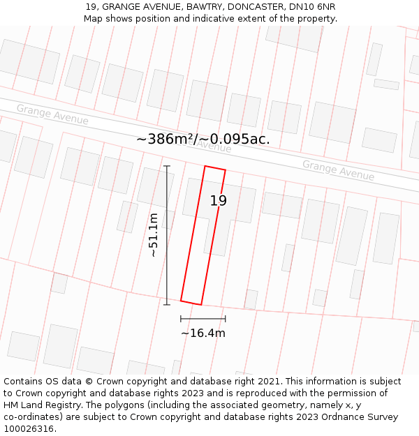 19, GRANGE AVENUE, BAWTRY, DONCASTER, DN10 6NR: Plot and title map