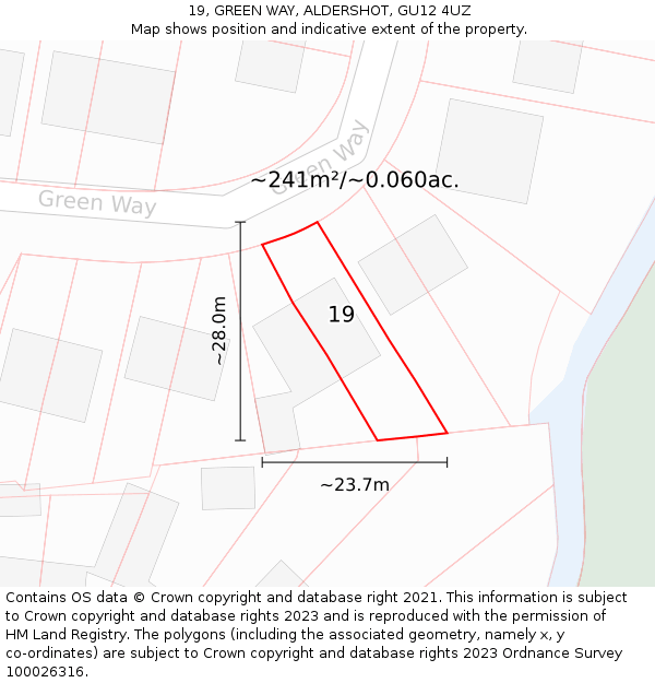 19, GREEN WAY, ALDERSHOT, GU12 4UZ: Plot and title map