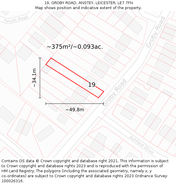 19, GROBY ROAD, ANSTEY, LEICESTER, LE7 7FN: Plot and title map