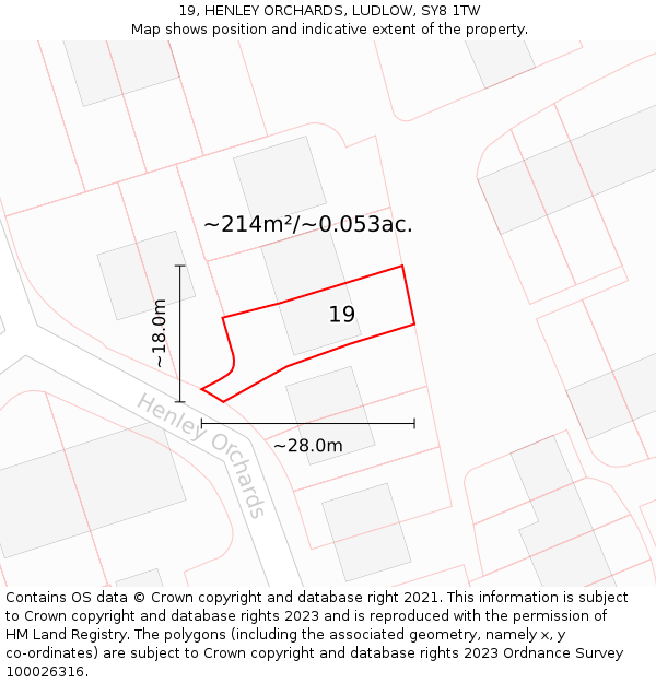 19, HENLEY ORCHARDS, LUDLOW, SY8 1TW: Plot and title map