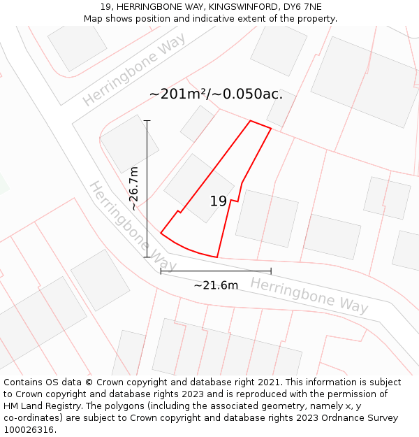 19, HERRINGBONE WAY, KINGSWINFORD, DY6 7NE: Plot and title map