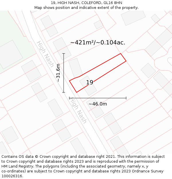 19, HIGH NASH, COLEFORD, GL16 8HN: Plot and title map