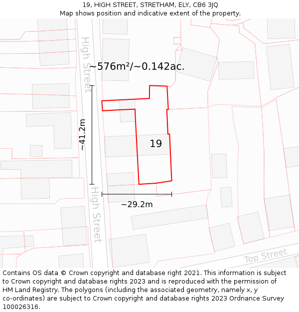 19, HIGH STREET, STRETHAM, ELY, CB6 3JQ: Plot and title map