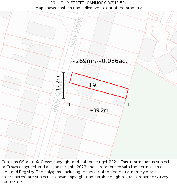 19, HOLLY STREET, CANNOCK, WS11 5RU: Plot and title map