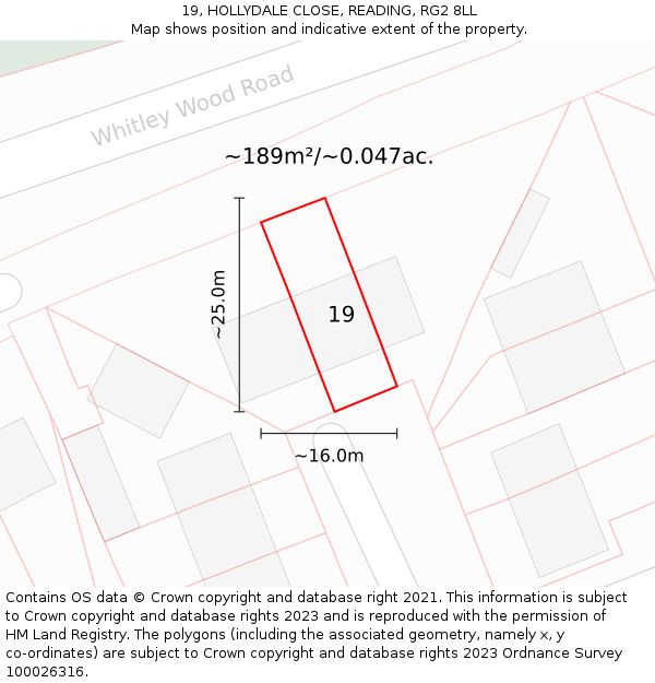 19, HOLLYDALE CLOSE, READING, RG2 8LL: Plot and title map