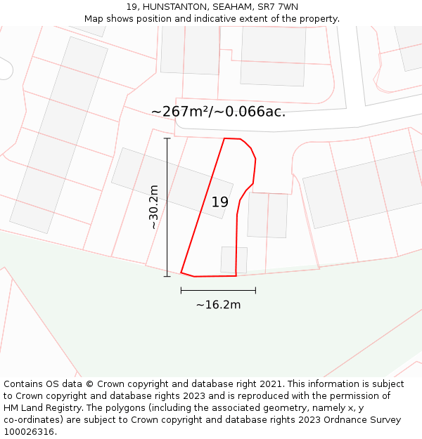 19, HUNSTANTON, SEAHAM, SR7 7WN: Plot and title map