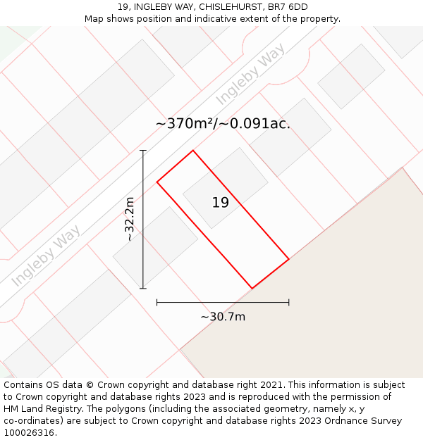 19, INGLEBY WAY, CHISLEHURST, BR7 6DD: Plot and title map