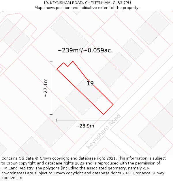 19, KEYNSHAM ROAD, CHELTENHAM, GL53 7PU: Plot and title map