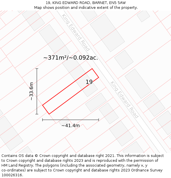 19, KING EDWARD ROAD, BARNET, EN5 5AW: Plot and title map