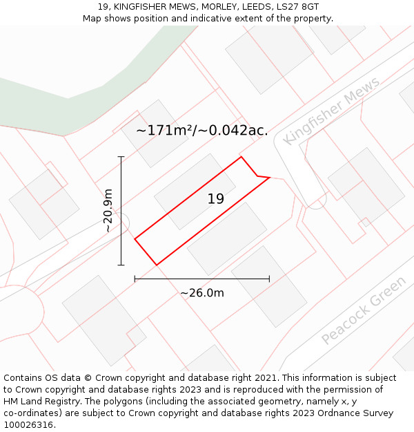 19, KINGFISHER MEWS, MORLEY, LEEDS, LS27 8GT: Plot and title map