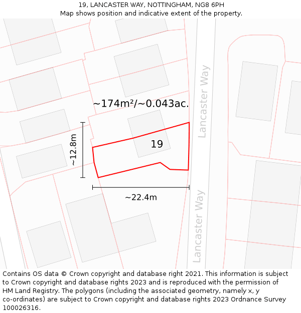 19, LANCASTER WAY, NOTTINGHAM, NG8 6PH: Plot and title map