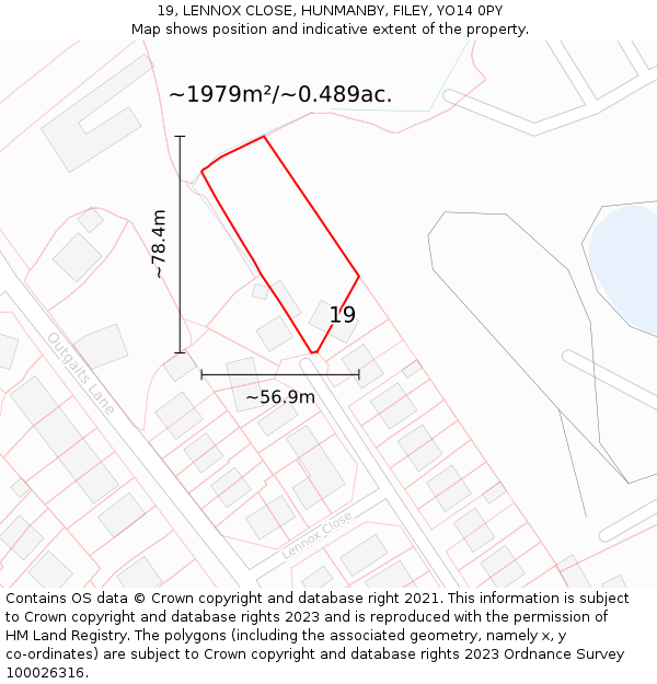 19, LENNOX CLOSE, HUNMANBY, FILEY, YO14 0PY: Plot and title map