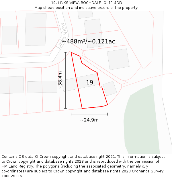 19, LINKS VIEW, ROCHDALE, OL11 4DD: Plot and title map