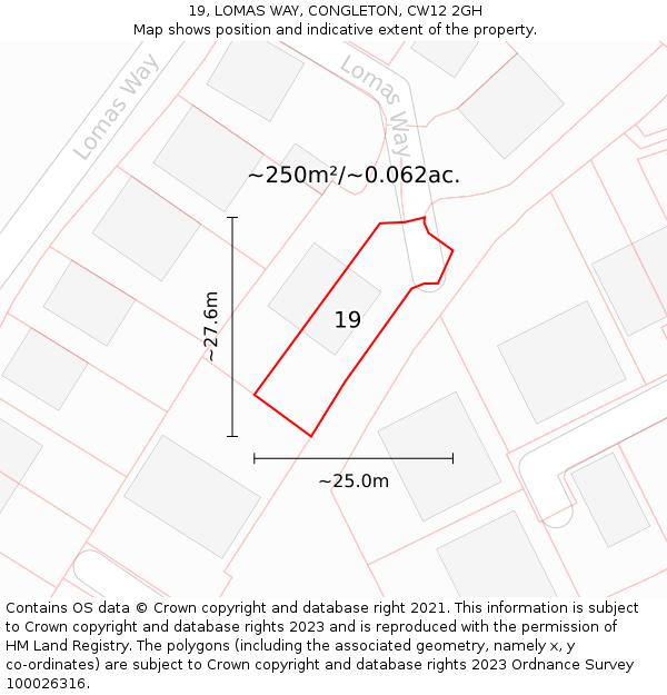 19, LOMAS WAY, CONGLETON, CW12 2GH: Plot and title map