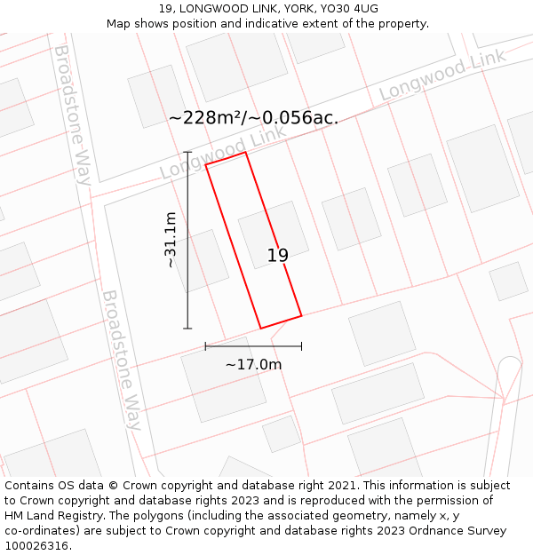 19, LONGWOOD LINK, YORK, YO30 4UG: Plot and title map