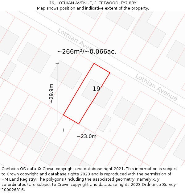 19, LOTHIAN AVENUE, FLEETWOOD, FY7 8BY: Plot and title map