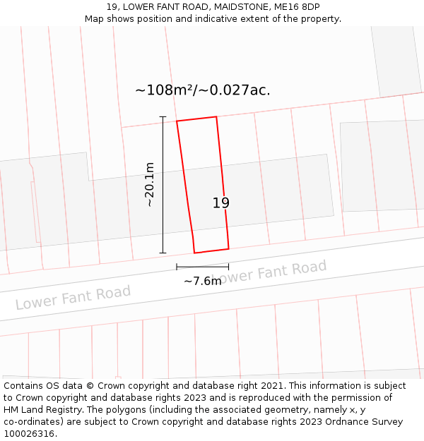 19, LOWER FANT ROAD, MAIDSTONE, ME16 8DP: Plot and title map