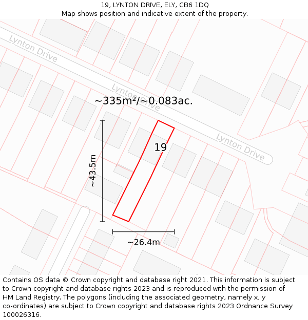 19, LYNTON DRIVE, ELY, CB6 1DQ: Plot and title map